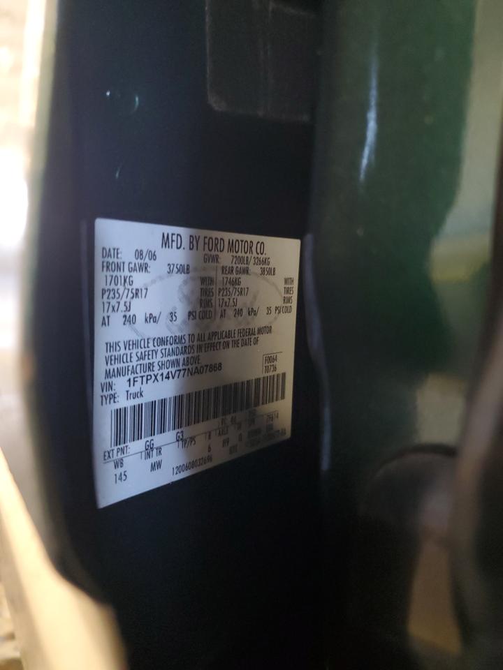 2007 Ford F-150 VIN 1FTPX14V77NA07868 Copart auction photo, side damage thumbnail 15