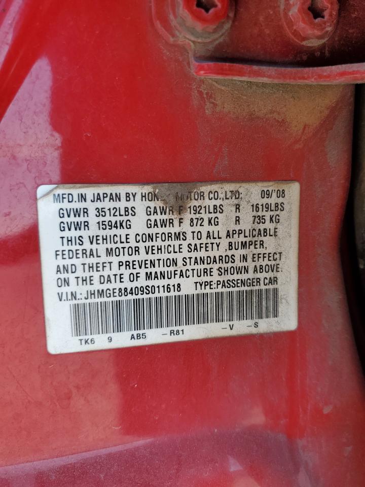 2009 Honda Fit VIN JHMGE88409S011618 Copart auction photo, side damage thumbnail 14