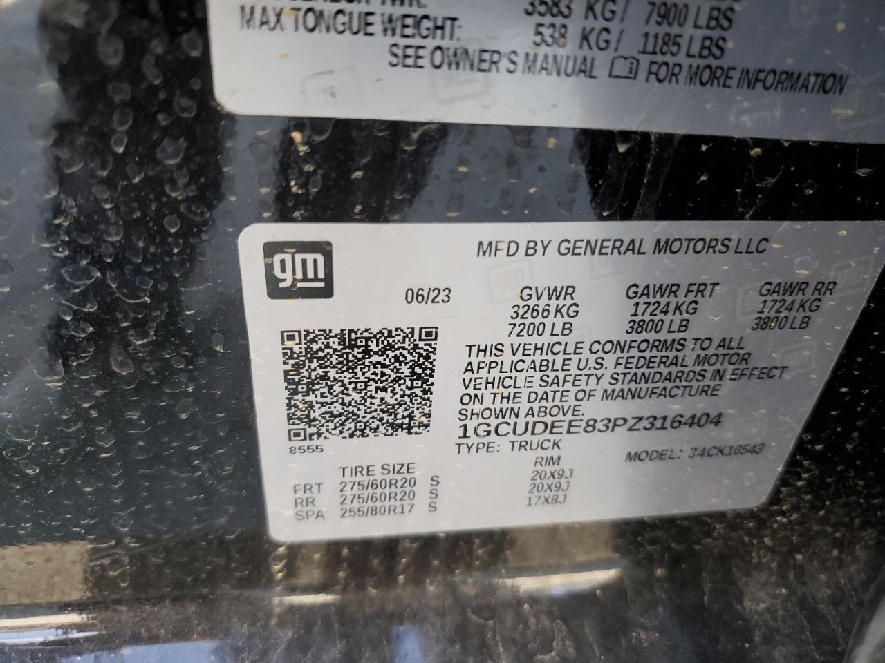 2023 Chevrolet Silverado VIN 1GCUDEE83PZ316404 Copart auction photo, front end damage thumbnail 12