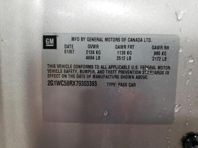 2007 Chevrolet Impala VIN 2G1WC58RX79303393 Copart auction photo, minor dent/scratches damage thumbnail 12