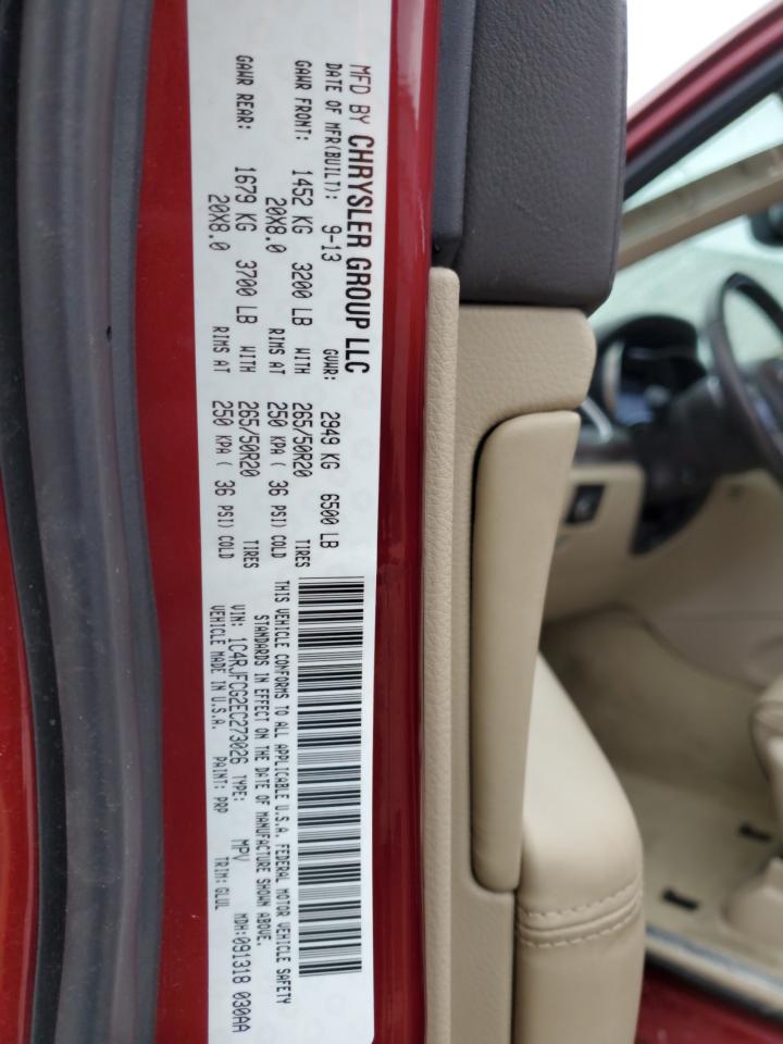 2014 Jeep Grand Cherokee VIN 1C4RJFCG2EC273026 Copart auction photo, front end / side damage thumbnail 15