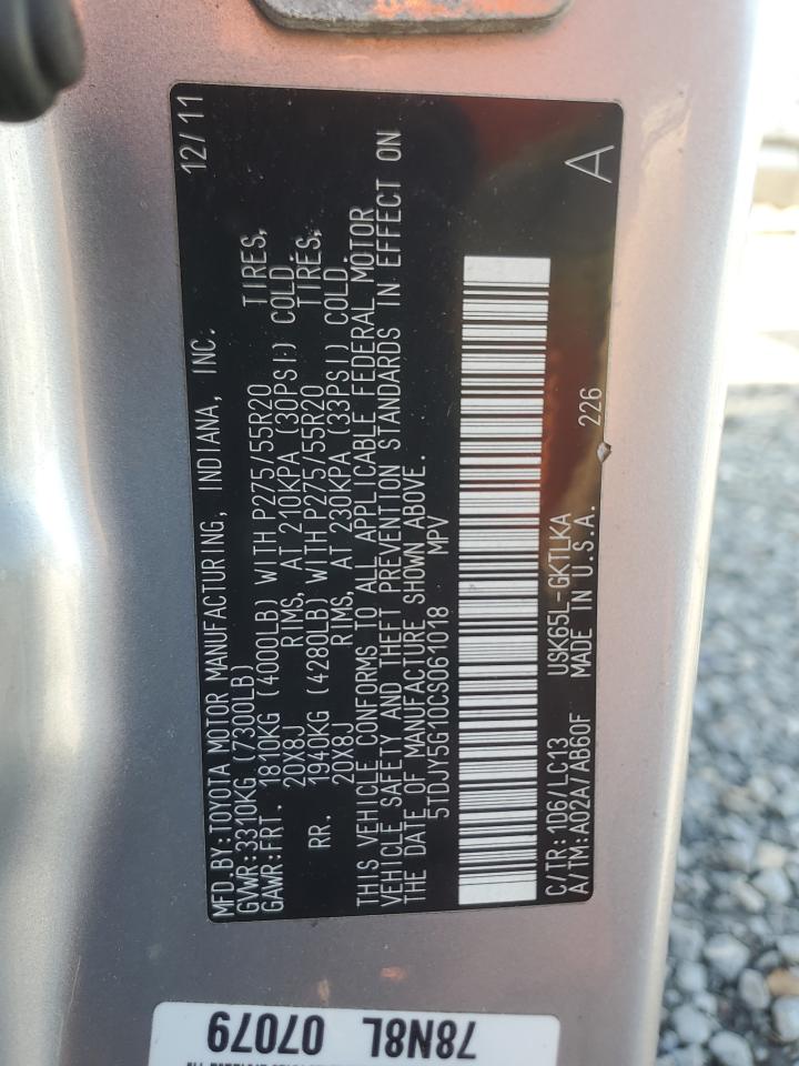 2012 Toyota Sequoia VIN 5TDJY5G10CS061018 Copart auction photo, rear end / side damage thumbnail 14