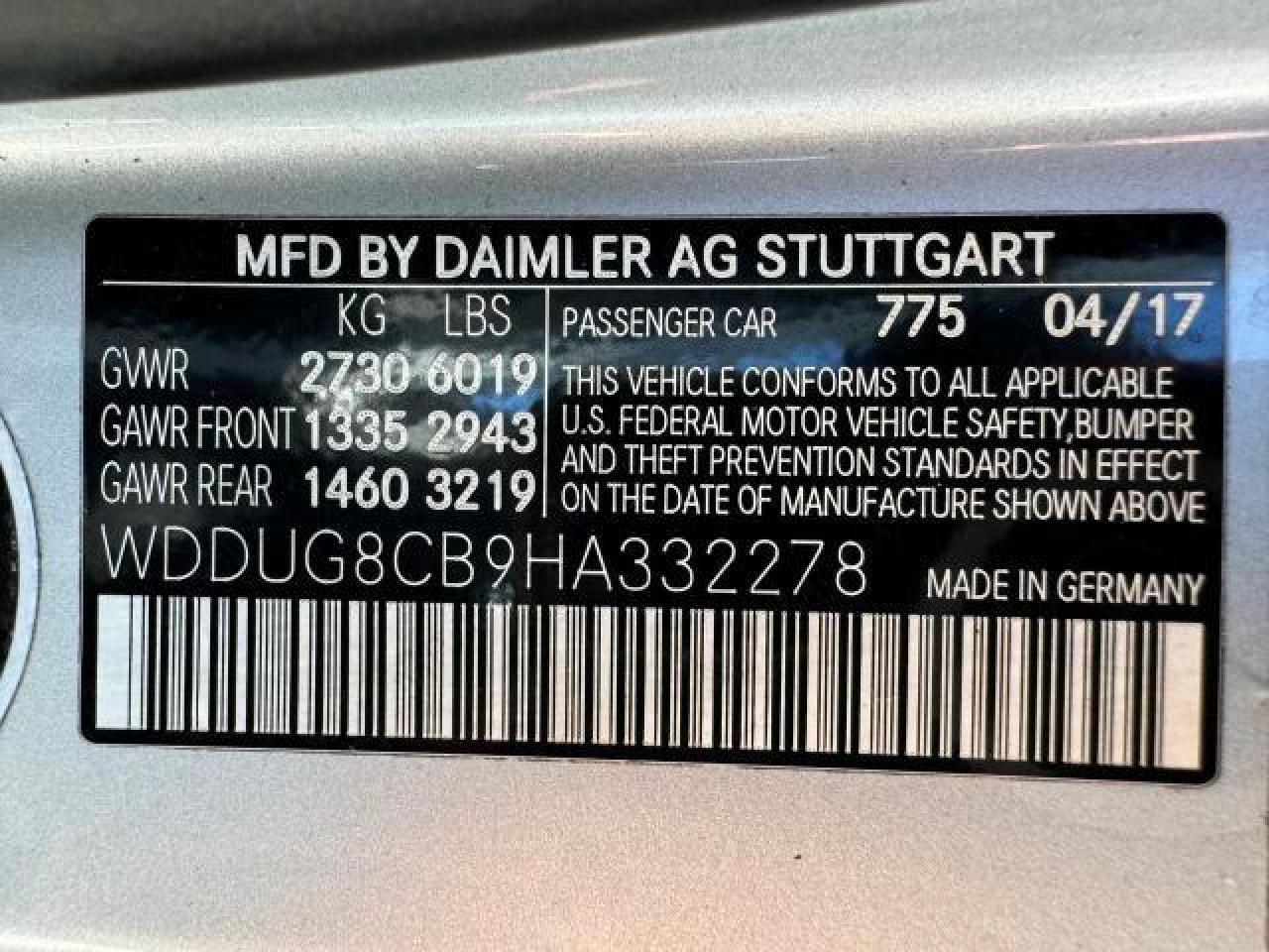 2017 Mercedes-Benz S-klasse VIN WDDUG8CB9HA332278 Copart auction photo, water/flood damage thumbnail 15