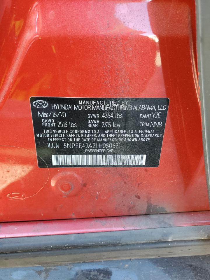 2020 Hyundai Sonata VIN 5NPEF4JA2LH050621 Copart auction photo, front end / side damage thumbnail 12