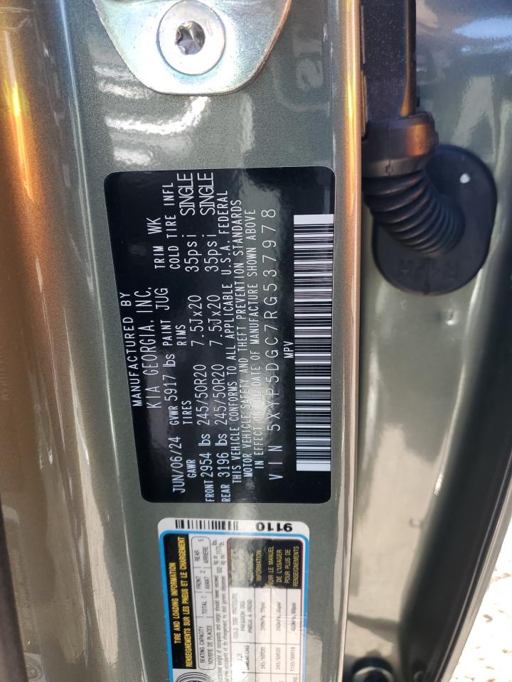 2024 KIA Telluride VIN 5XYP5DGC7RG537978 Copart auction photo, front end / side damage thumbnail 13