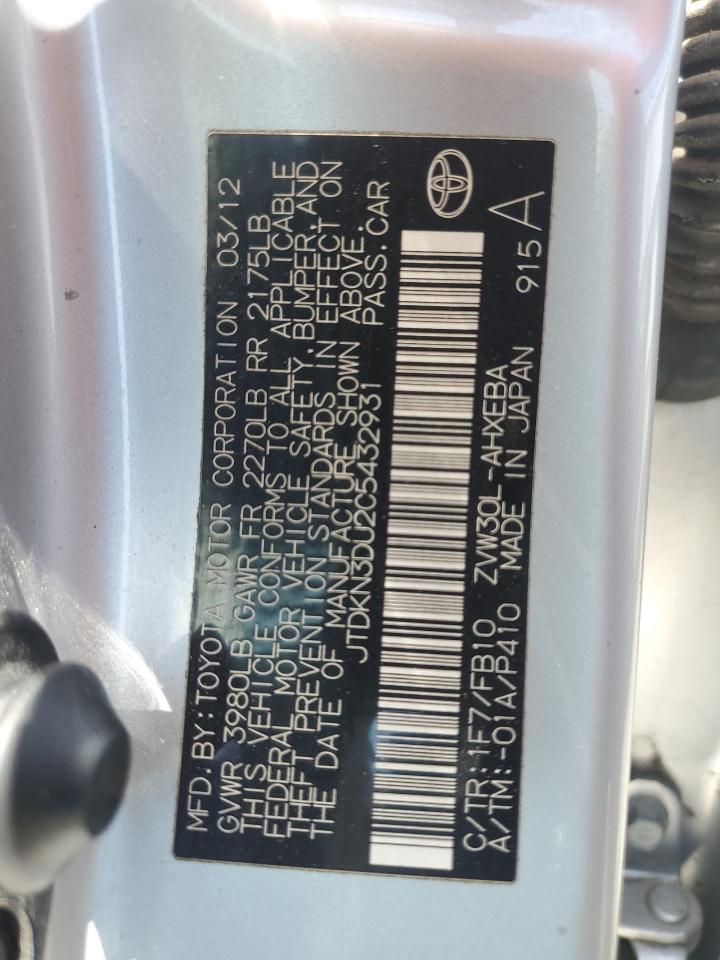 2012 Toyota Prius VIN JTDKN3DU2C5432931 Copart auction photo, all over damage thumbnail 13
