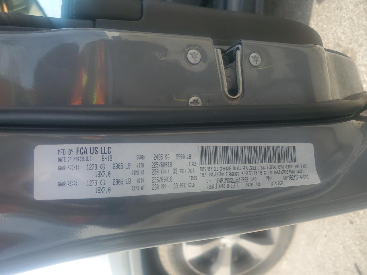 2020 Jeep Grand Cherokee VIN 1C4PJMDX2LD512592 Copart auction photo, front end / rear end damage thumbnail 15