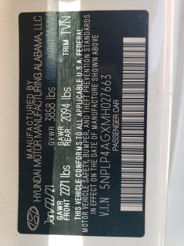 2021 Hyundai Elantra VIN 5NPLP4AGXMH027663 Copart auction photo, rollover damage thumbnail 13