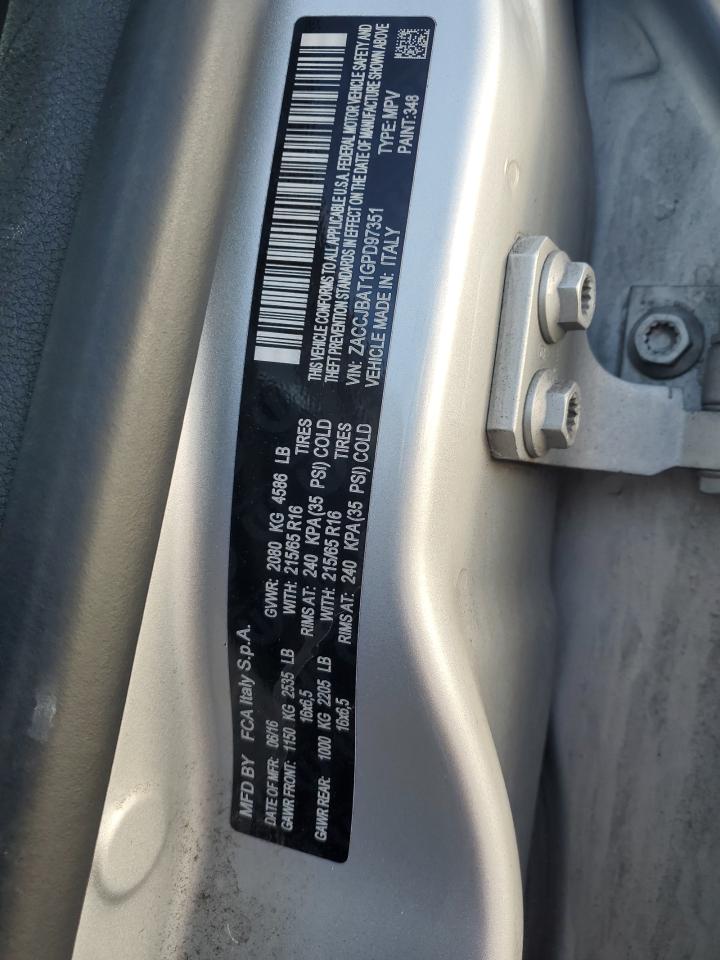 2016 Jeep Renegade VIN ZACCJBAT1GPD97351 Copart auction photo, front end / side damage thumbnail 15