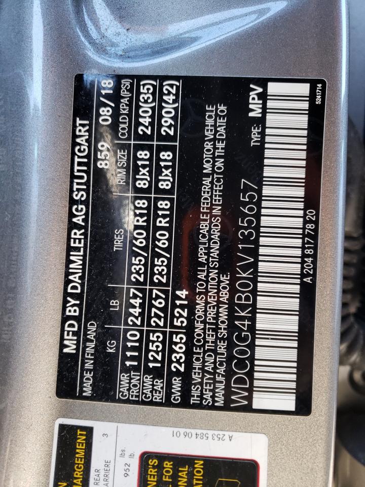 2019 Mercedes-Benz GLC VIN WDC0G4KB0KV135657 Copart auction photo, rear end / minor dent/scratches damage thumbnail 13