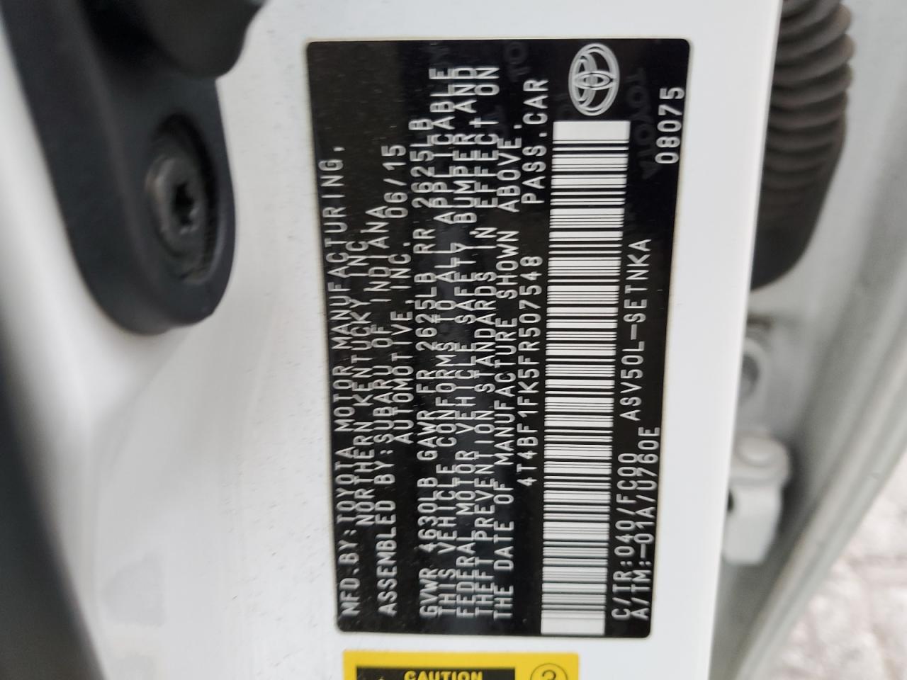 2015 Toyota Camry VIN 4T4BF1FK5FR507548 Copart auction photo, front end / minor dent/scratches damage thumbnail 13