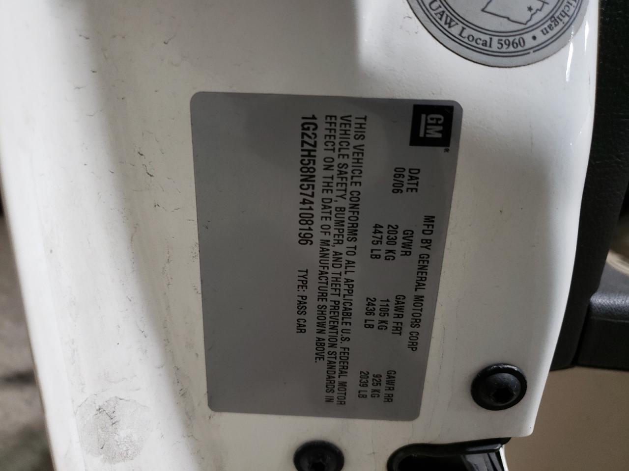 2007 Pontiac G6 VIN 1G2ZH58N574108196 Copart auction photo, front end damage thumbnail 12