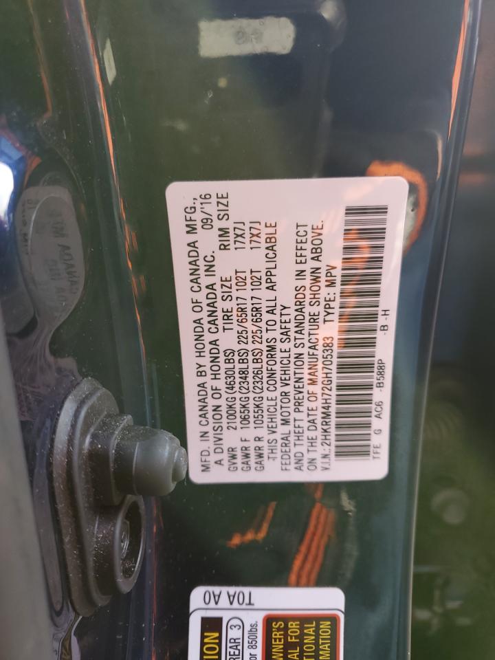 2016 Honda CR-V VIN 2HKRM4H72GH705383 Copart auction photo, front end damage thumbnail 13