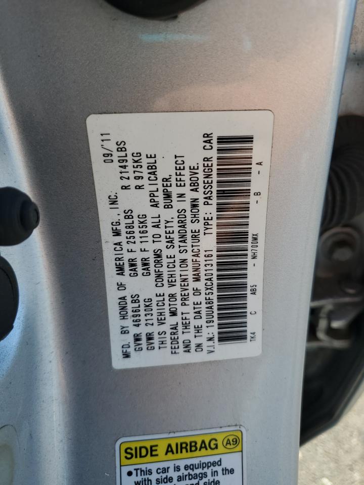 2012 Acura TL VIN 19UUA8F5XCA013161 Copart auction photo, front end / rear end damage thumbnail 12