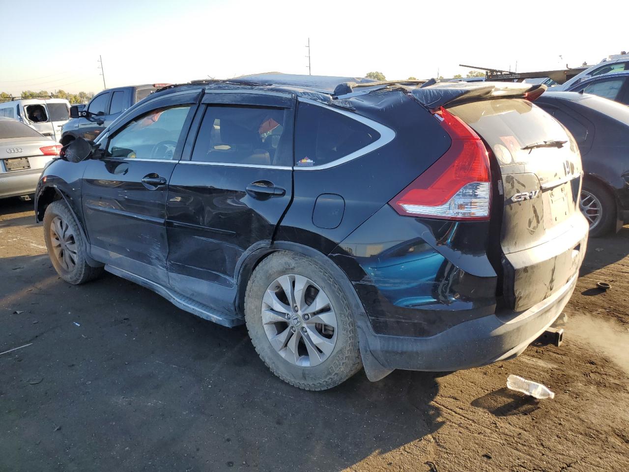 2014 Honda CR-V VIN 2HKRM4H70EH658951 Copart auction photo, rollover damage thumbnail 2