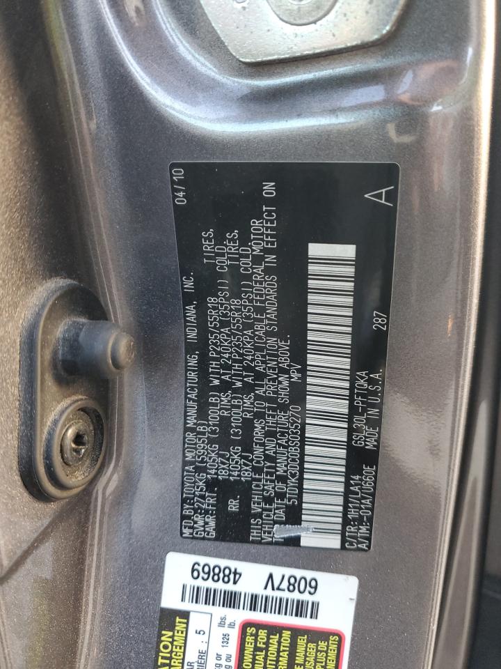 2011 Toyota Sienna VIN 5TDYK3DC0BS035270 Copart auction photo, front end damage thumbnail 14