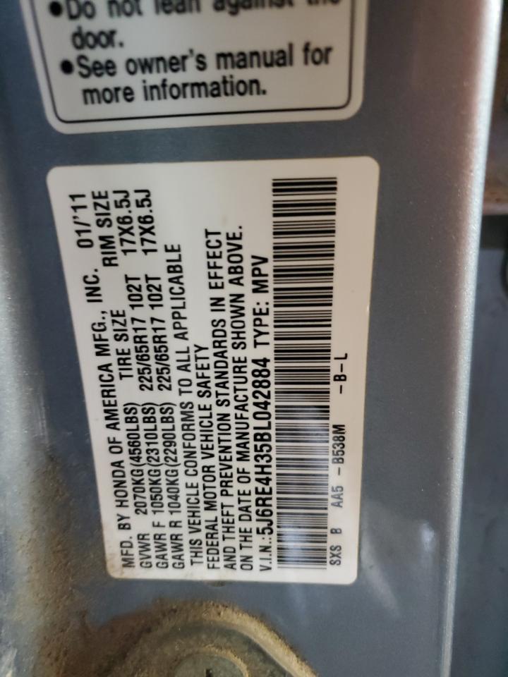2011 Honda CR-V VIN 5J6RE4H35BL042884 Copart auction photo, side / rear end damage thumbnail 13