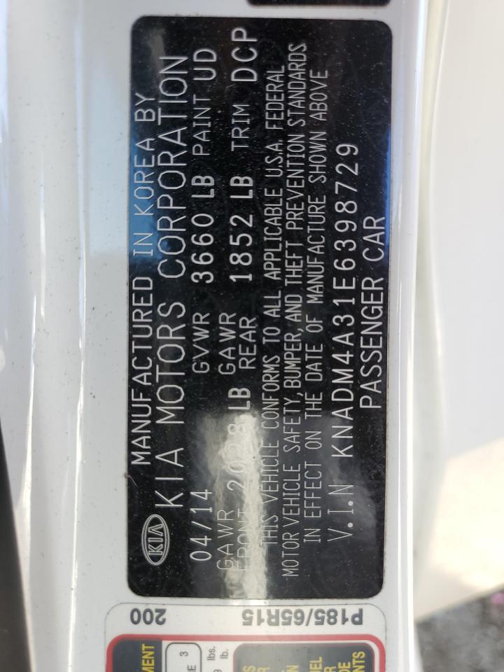 2014 KIA Rio VIN KNADM4A31E6398729 Copart auction photo, front end / rear end damage thumbnail 12