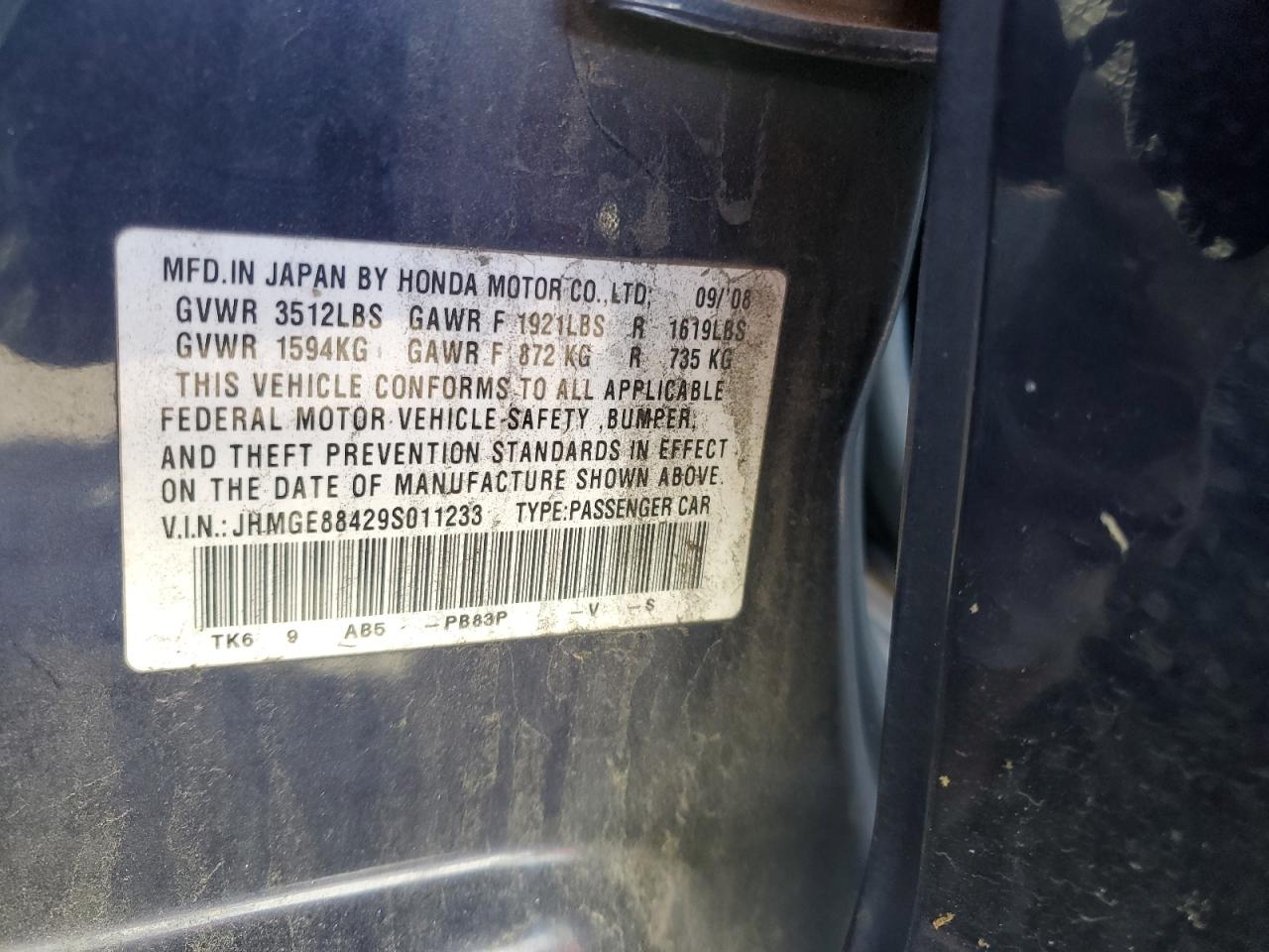 2009 Honda Fit VIN JHMGE88429S011233 Copart auction photo, front end damage thumbnail 12
