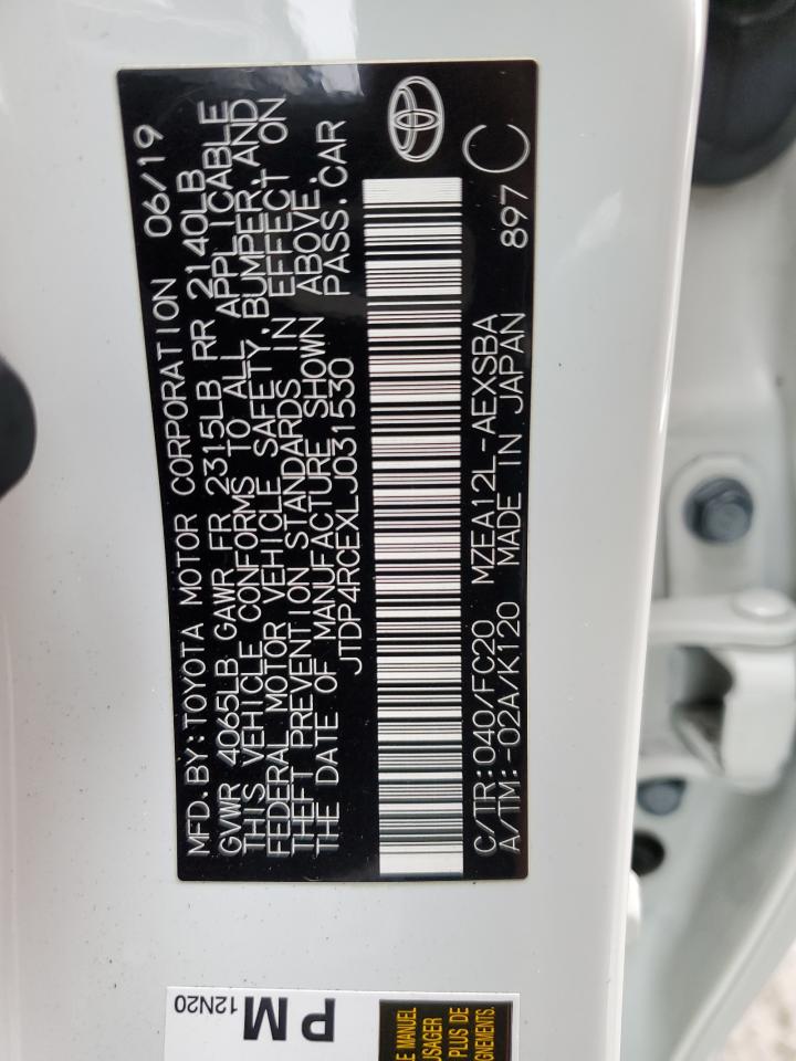 2020 Toyota Corolla VIN JTDP4RCEXLJ031530 Copart auction photo, all over damage thumbnail 12