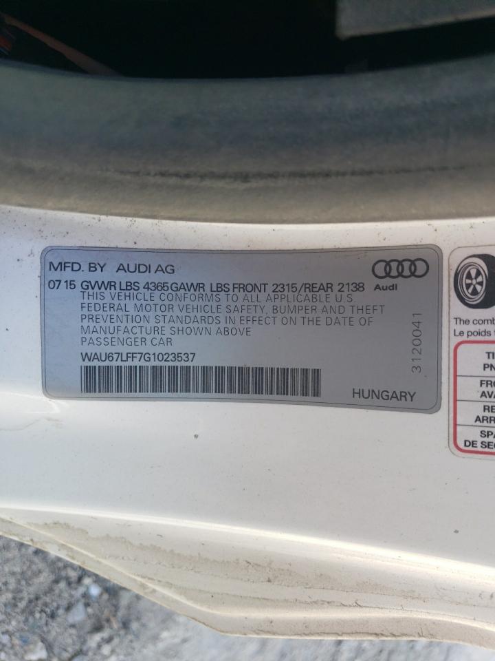 2016 Audi A3 VIN WAU67LFF7G1023537 Copart auction photo, vandalism damage thumbnail 12