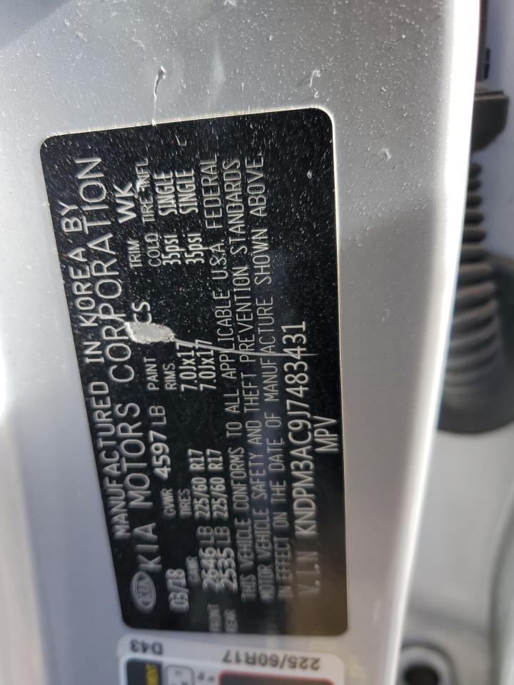 2018 KIA Sportage VIN KNDPM3AC9J7483431 Copart auction photo, front end / vandalism damage thumbnail 12