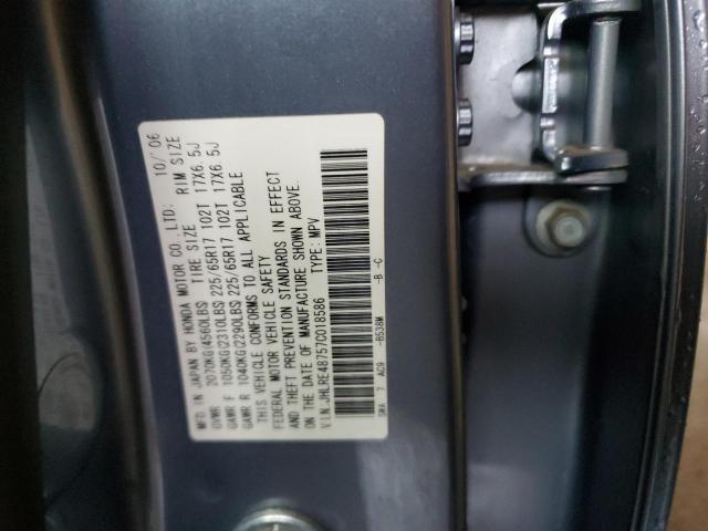 2007 Honda CR-V VIN JHLRE48757C018586 Copart auction photo, front end damage thumbnail 12