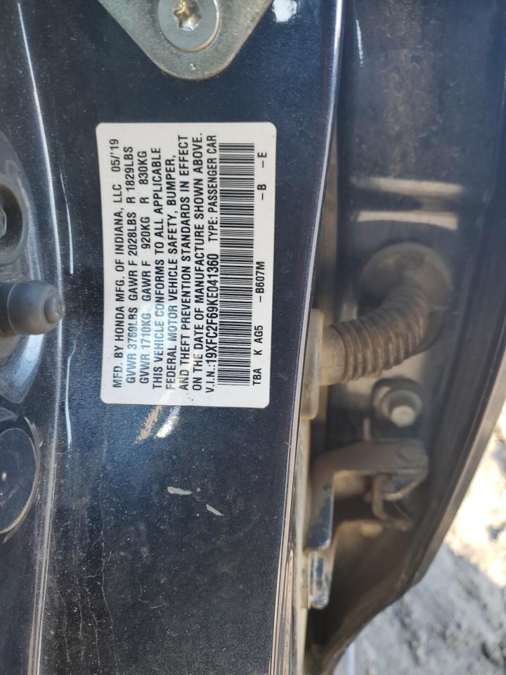 2019 Honda Civic VIN 19XFC2F69KE041360 Copart auction photo, front end / minor dent/scratches damage thumbnail 13