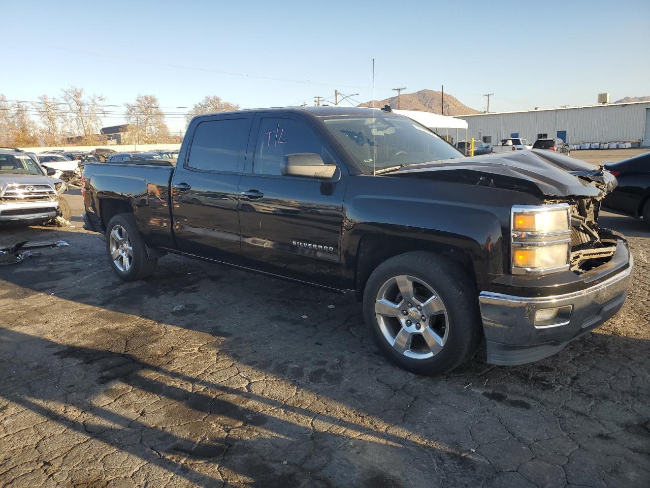 2014 Chevrolet Silverado VIN 3GCPCREC3EG256942 Copart auction photo, front end / side damage thumbnail 4
