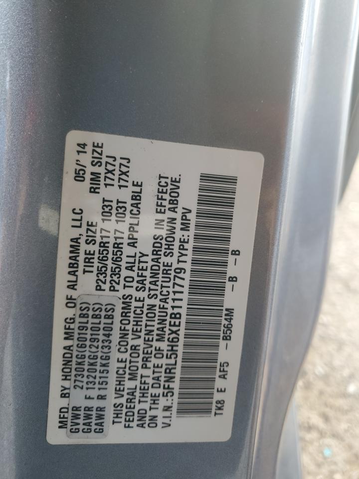 2014 Honda Odyssey VIN 5FNRL5H6XEB111779 Copart auction photo, front end damage thumbnail 15