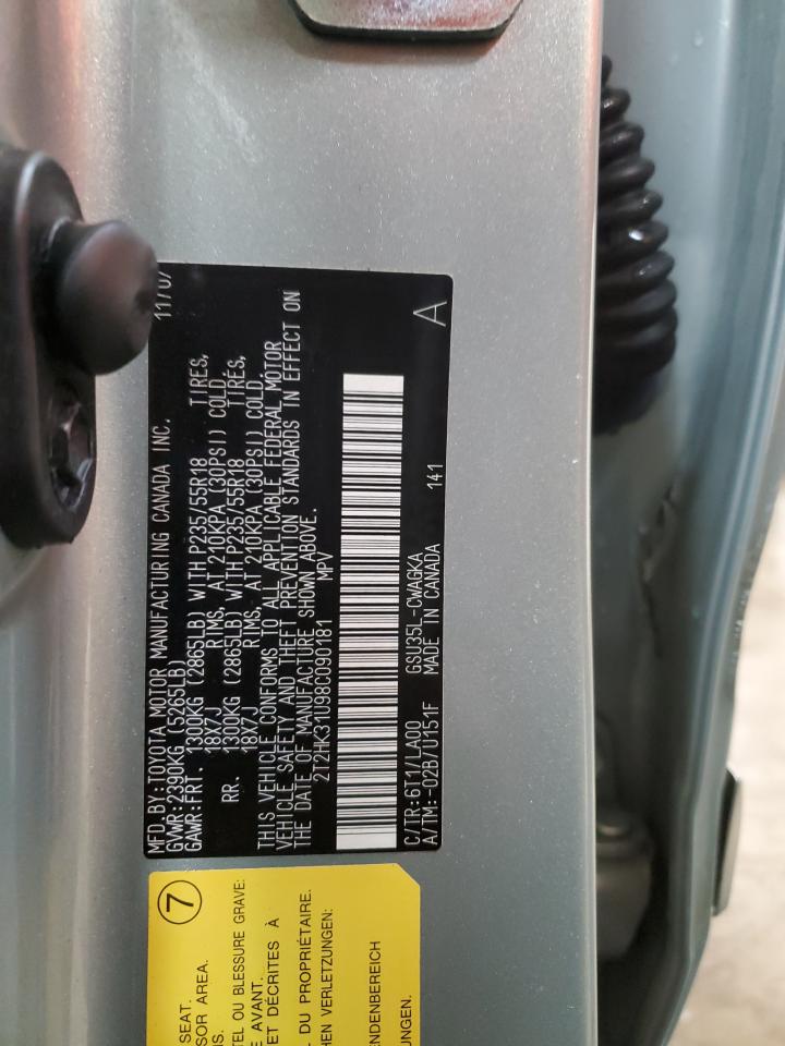 2008 Lexus RX VIN 2T2HK31U98C090181 Copart auction photo, side / front end damage thumbnail 13