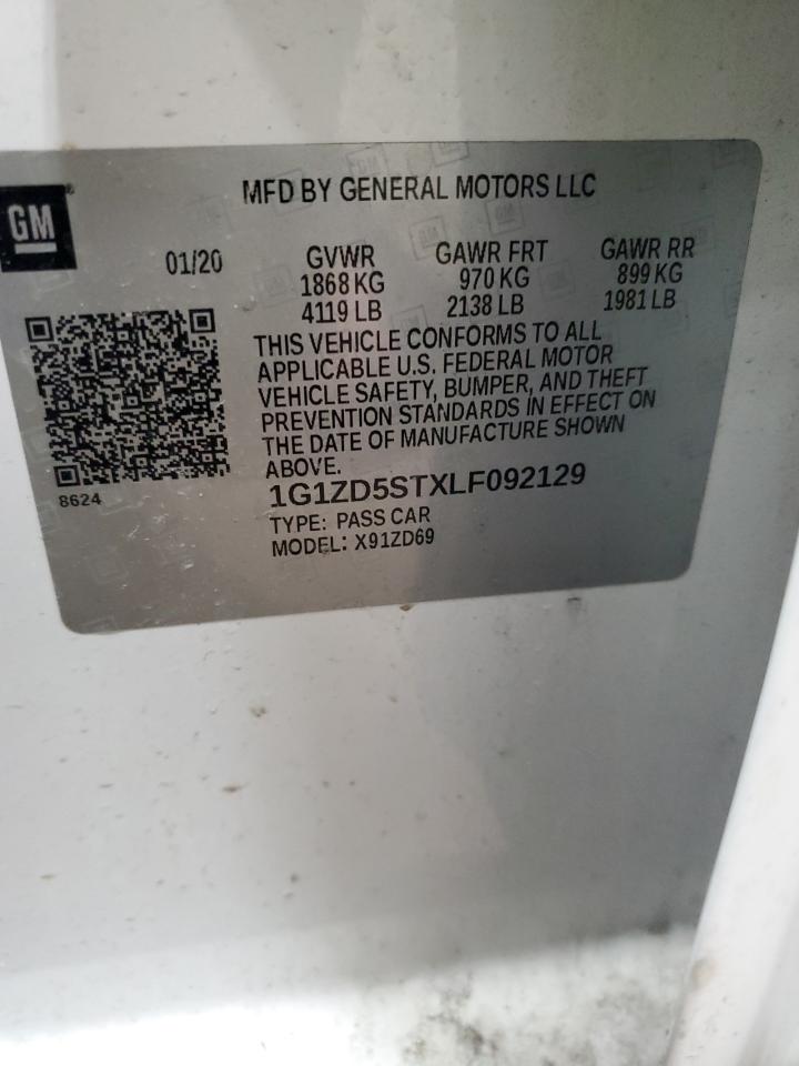 2020 Chevrolet Malibu VIN 1G1ZD5STXLF092129 Copart auction photo, front end damage thumbnail 12