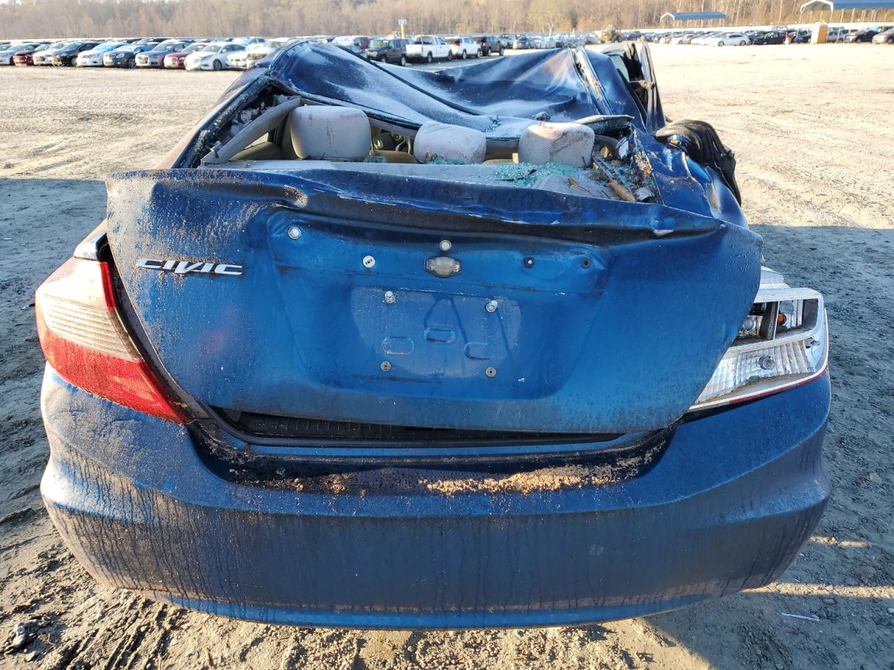 2012 Honda Civic VIN 2HGFB2F54CH539709 Copart auction photo, top/roof / water/flood damage thumbnail 6