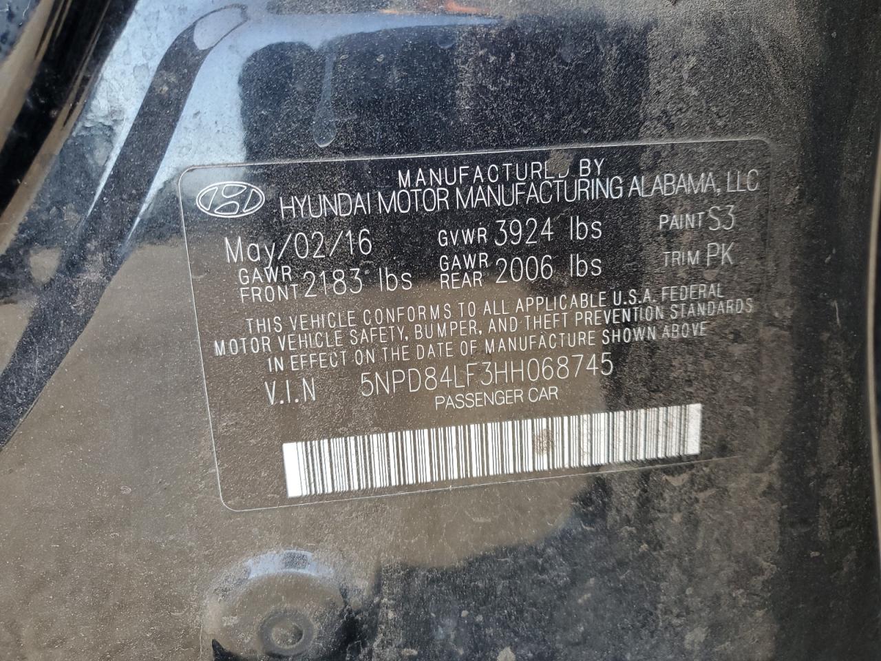2017 Hyundai Elantra VIN 5NPD84LF3HH068745 Copart auction photo, front end damage thumbnail 12