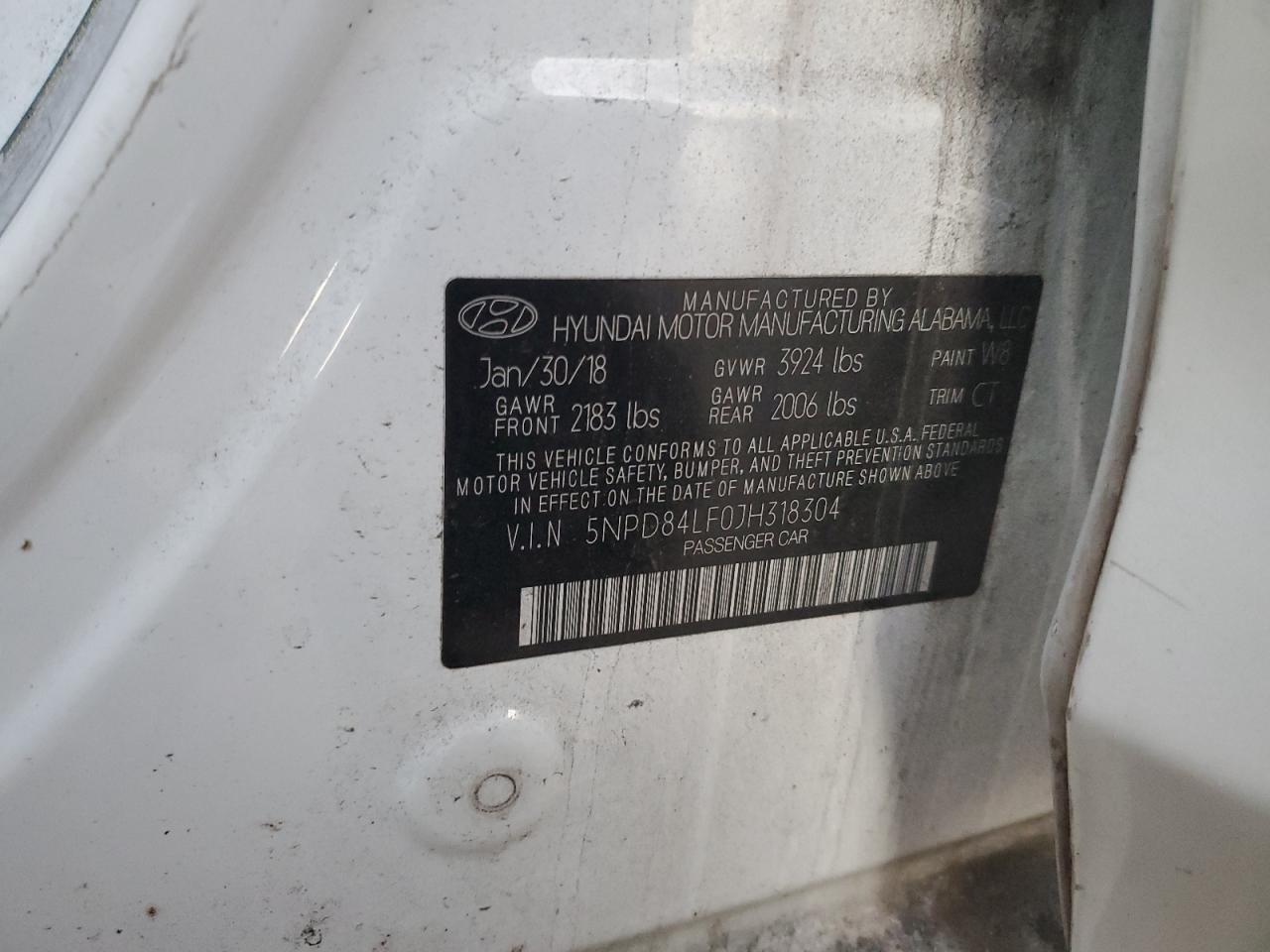 2018 Hyundai Elantra VIN 5NPD84LF0JH318304 Copart auction photo, front end / side damage thumbnail 12