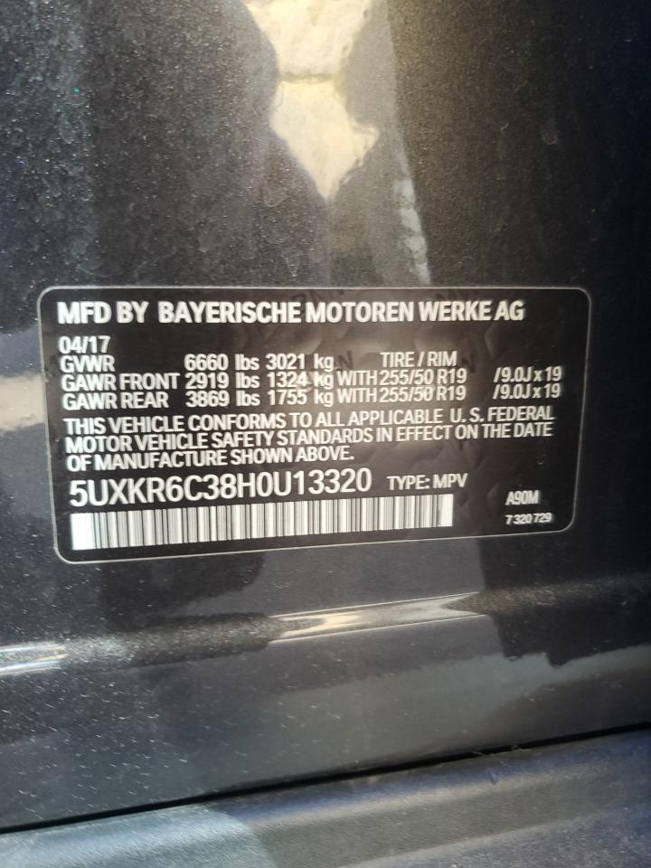 2017 BMW X5 VIN 5UXKR6C38H0U13320 Copart auction photo, front end damage thumbnail 13