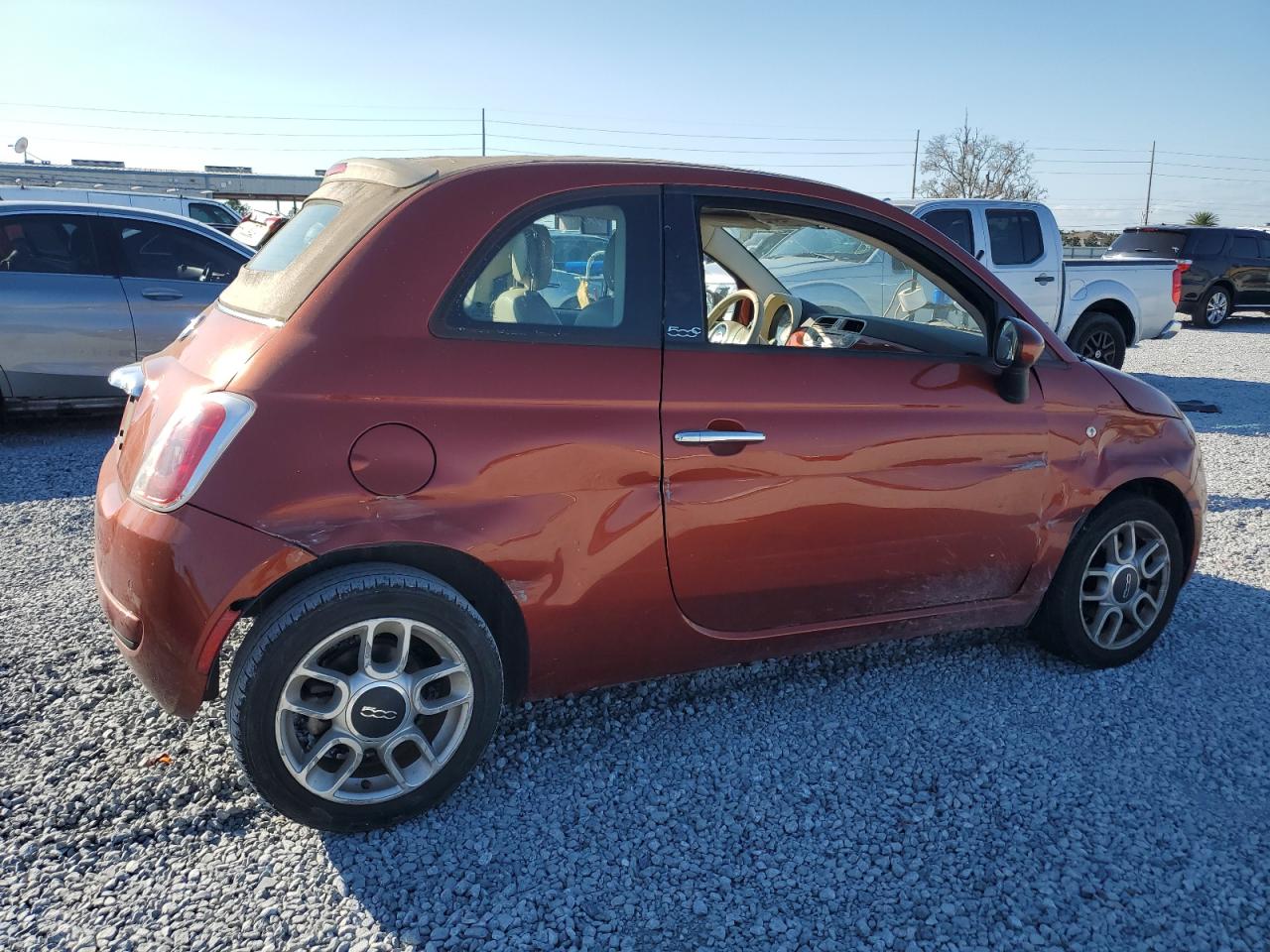 2013 Fiat 500 VIN 3C3CFFDR5DT613770 Copart auction photo, side / rear end damage thumbnail 3