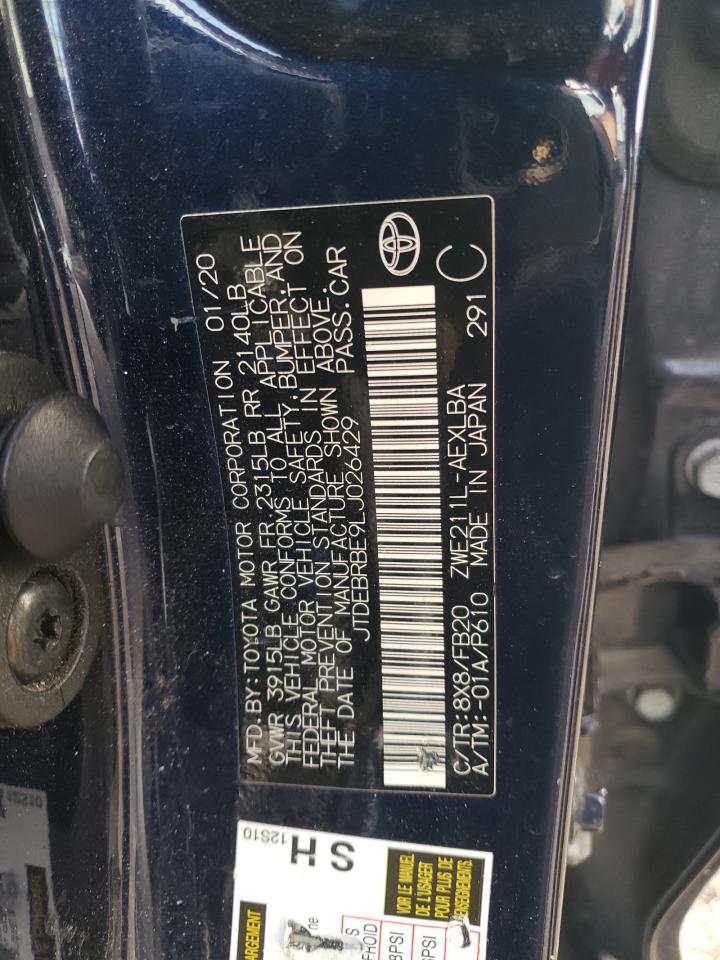 2020 Toyota Corolla VIN JTDEBRBE9LJ026429 Copart auction photo, all over / minor dent/scratches damage thumbnail 13