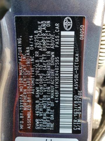 2014 Toyota Camry VIN 4T4BF1FK9ER407595 Copart auction photo, side damage thumbnail 13