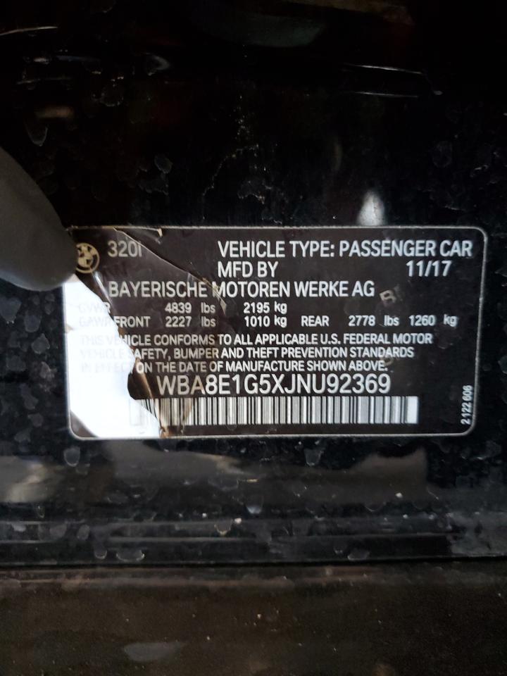 2018 BMW 3er VIN WBA8E1G5XJNU92369 Copart auction photo, front end damage thumbnail 12