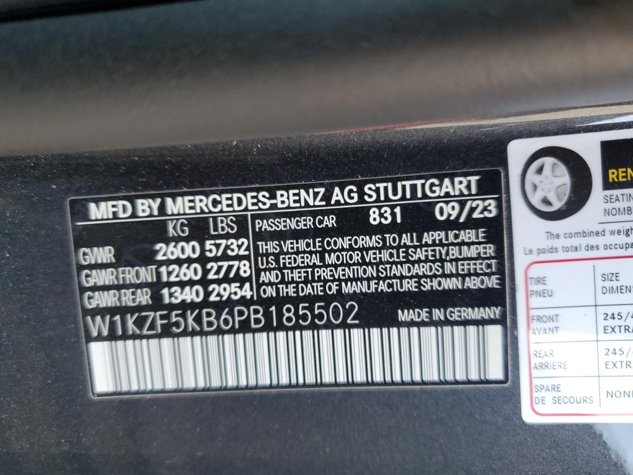 2023 Mercedes-Benz E-klasse VIN W1KZF5KB6PB185502 Copart auction photo, all over damage thumbnail 13