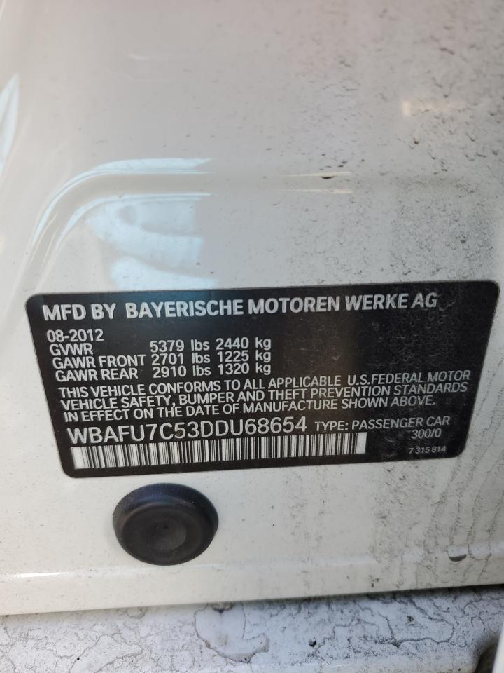 2013 BMW 5er VIN WBAFU7C53DDU68654 Copart auction photo, minor dent/scratches / undercarriage damage thumbnail 12