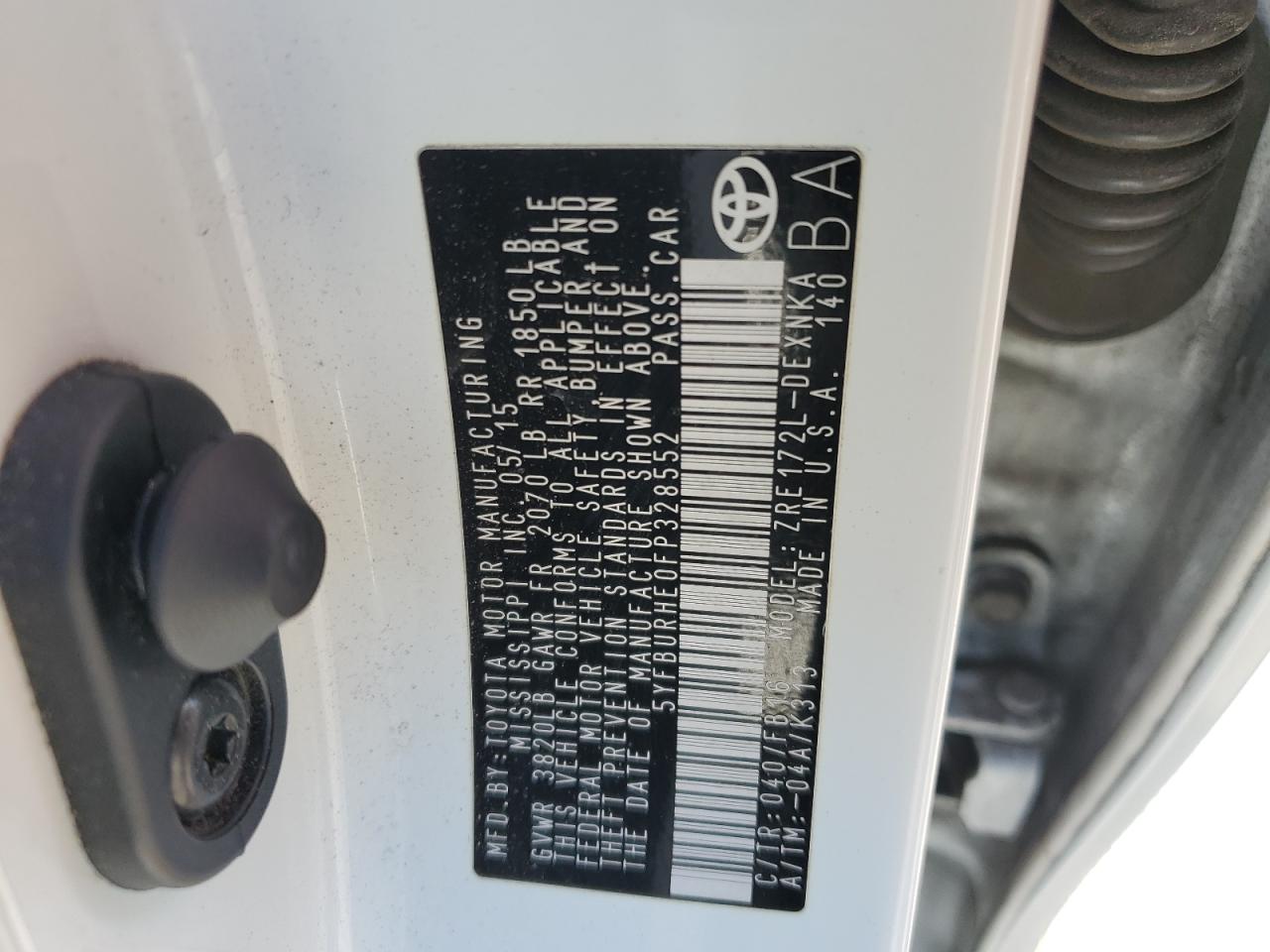 2015 Toyota Corolla VIN 5YFBURHE0FP328552 Copart auction photo, rear end / side damage thumbnail 13