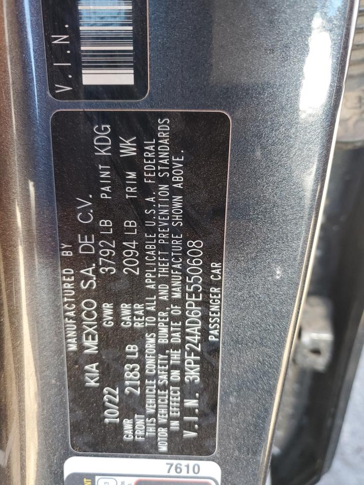 2023 KIA Forte VIN 3KPF24AD6PE550608 Copart auction photo, front end / side damage thumbnail 13