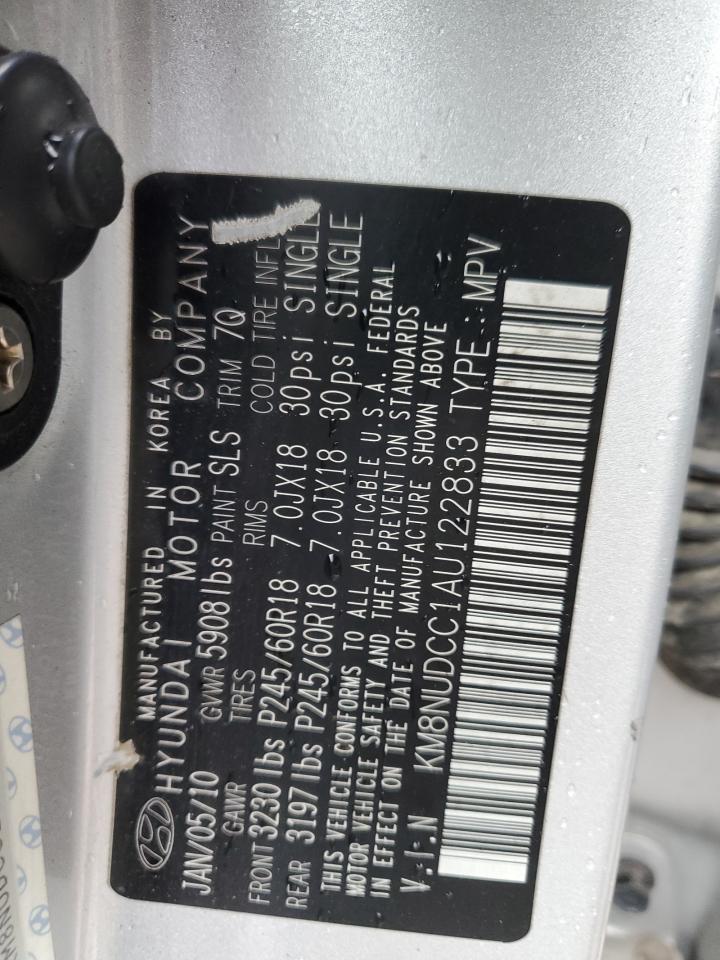 2010 Hyundai Veracruz VIN KM8NUDCC1AU122833 Copart auction photo, all over damage thumbnail 12