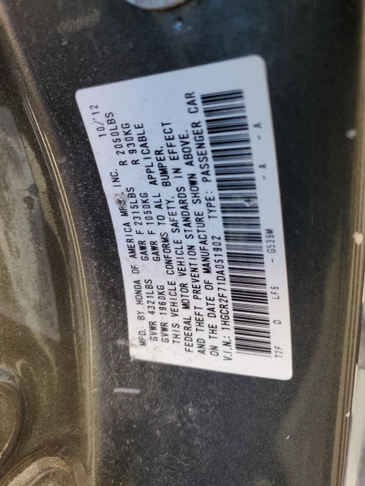 2013 Honda Accord VIN 1HGCR2F71DA051902 Copart auction photo, front end damage thumbnail 14