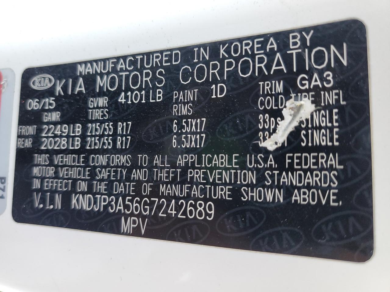 2016 KIA Soul VIN KNDJP3A56G7242689 Copart auction photo, mechanical damage thumbnail 12