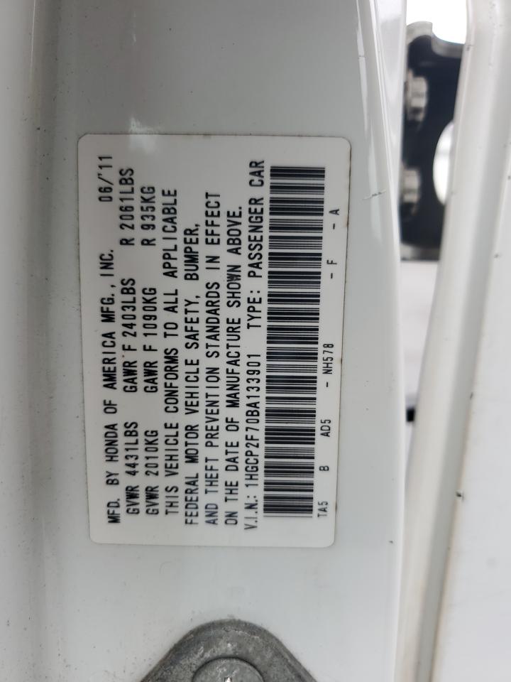 2011 Honda Accord VIN 1HGCP2F70BA133901 Copart auction photo, front end damage thumbnail 14