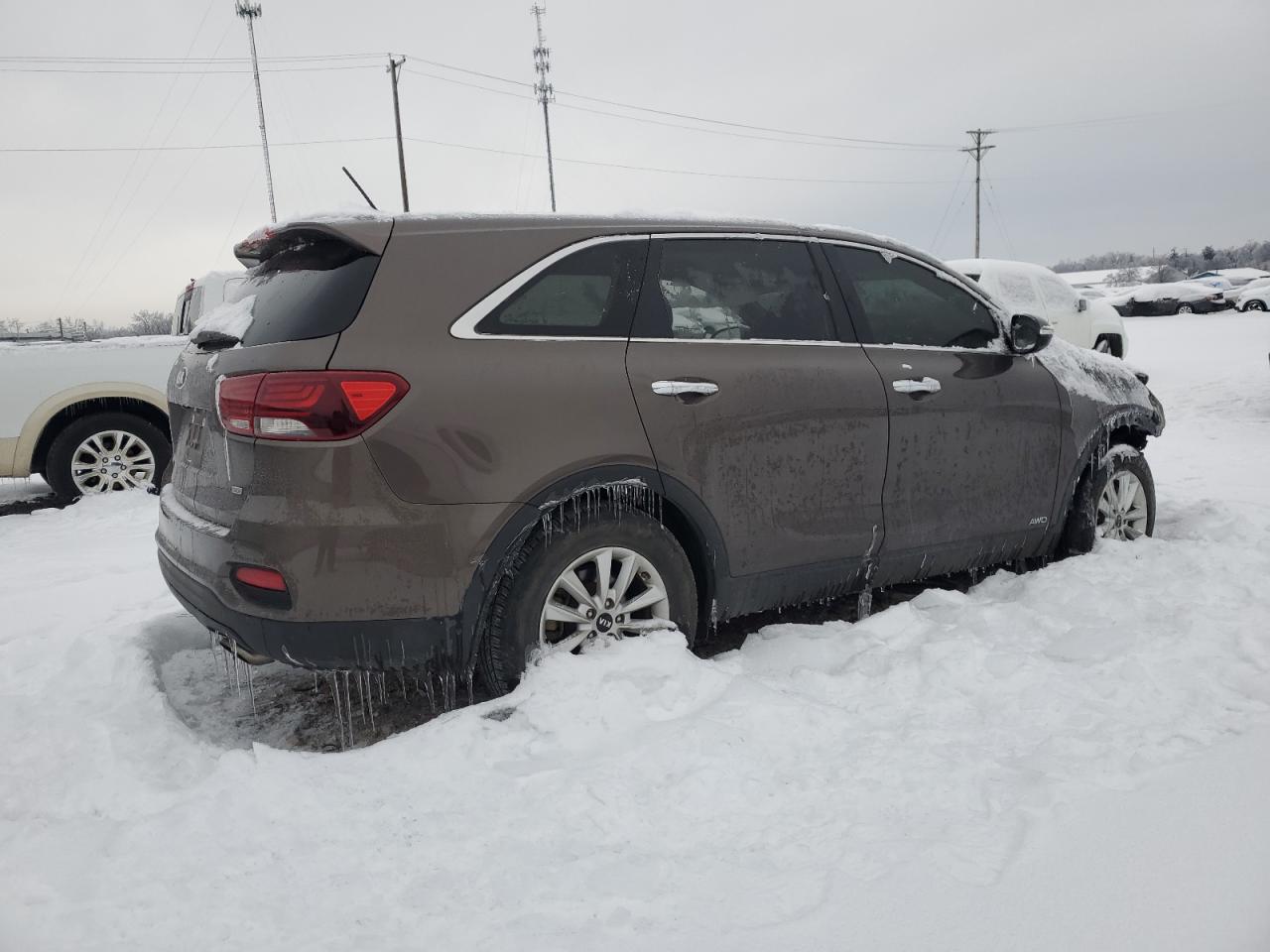 2019 KIA Sorento VIN 5XYPGDA34KG463346 Copart auction photo, burn damage thumbnail 3