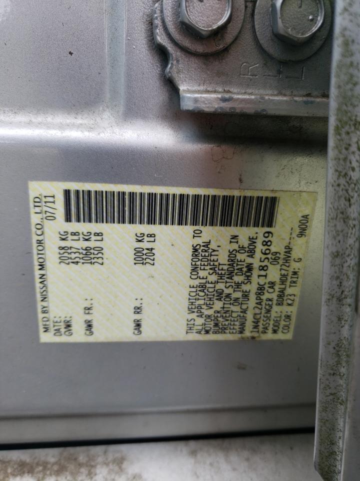 2011 Nissan Altima VIN 1N4CL2AP8BC185689 Copart auction photo, water/flood / mechanical damage thumbnail 12